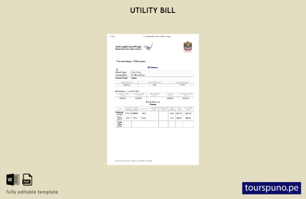 listo para imprimir plantilla de factura de electricidad y agua de la Autoridad 